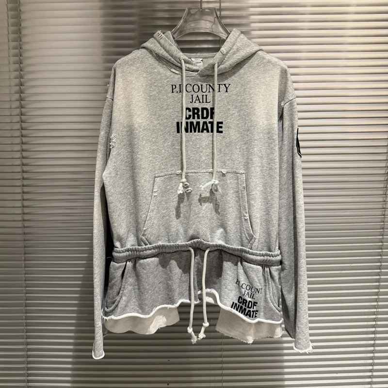 2026 Men's Women's Fashion Trend Brand PROTOCOL Hooded Sweatshirt High Street Hip Hop Irregular Cut Sweatshirt
