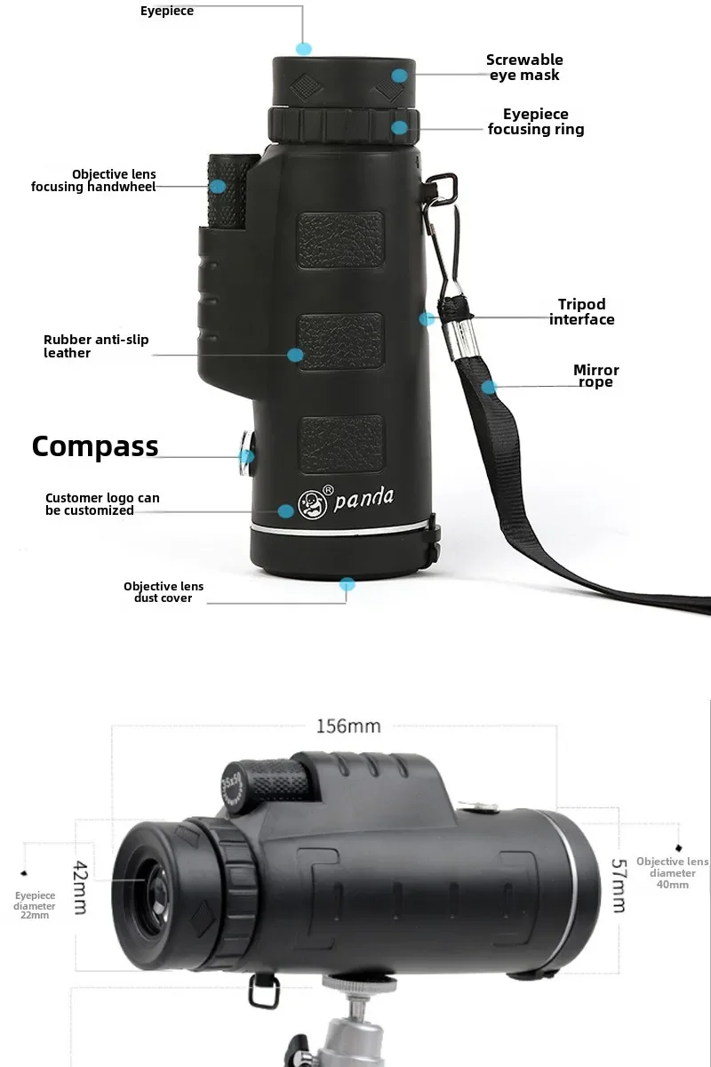 Manufacturer 40X60 Double Focusing High Power Outdoor Telescope, Cross-border Fishing Photo Compass Monocular Telescope