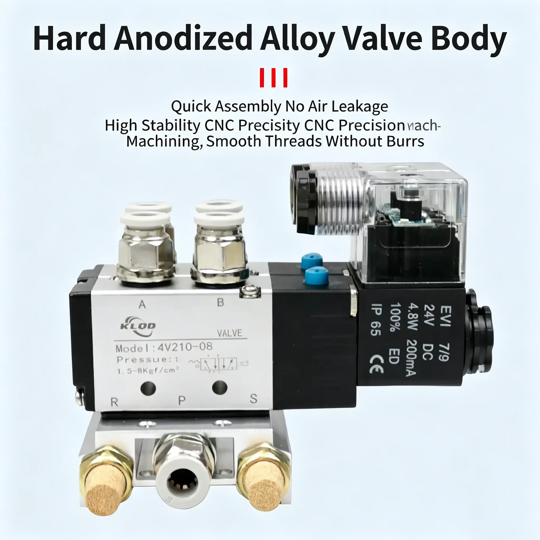 2-position 5-way solenoid valve manifold 4V410 - 15 DC12V AC110V AV220V DC24V wit Fitting，control valve mounting base