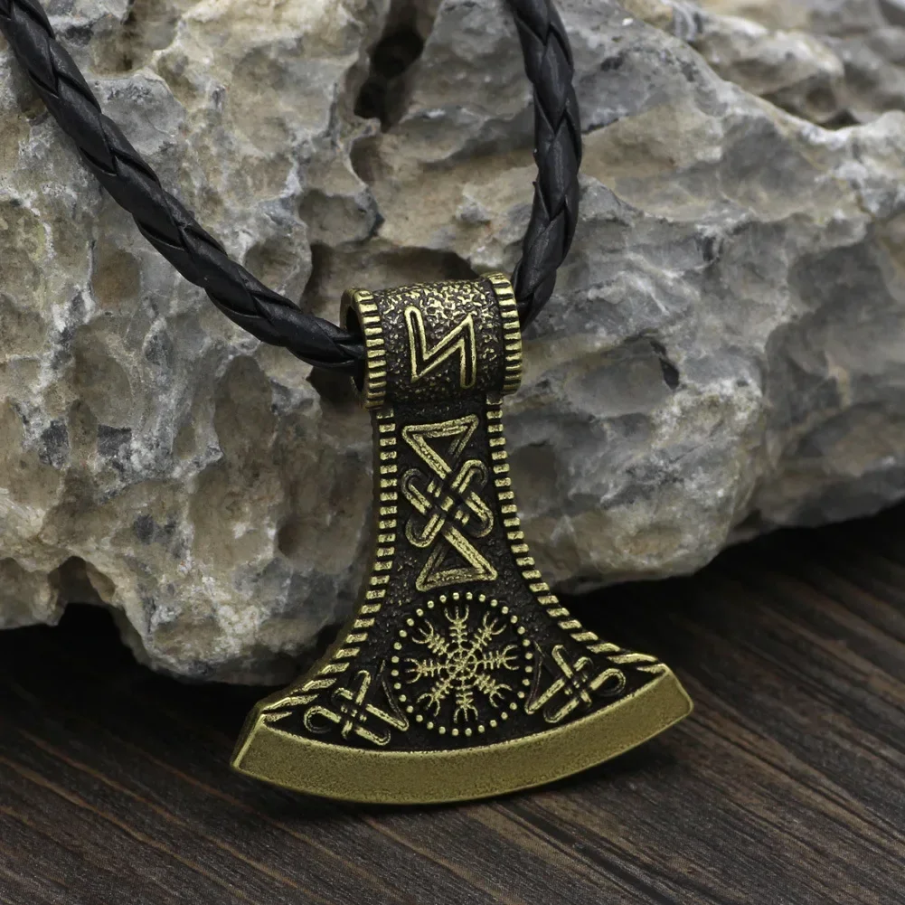 Odin Hammer Necklaces Men Thor's Axe Pendant Vikings Vegvisir Rune Amulet Norse Mythology Scandinavian Jewelry Gift