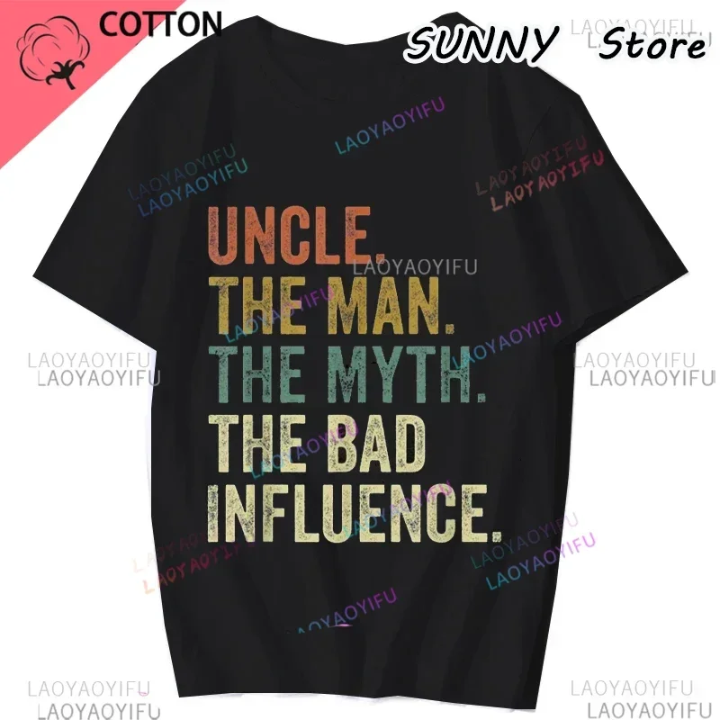 Funny Vintage Fun Uncle Man Myth Bad Influence T Shirts Streetwear Short Sleeve Birthday Gifts Summer Style T-shirt Men