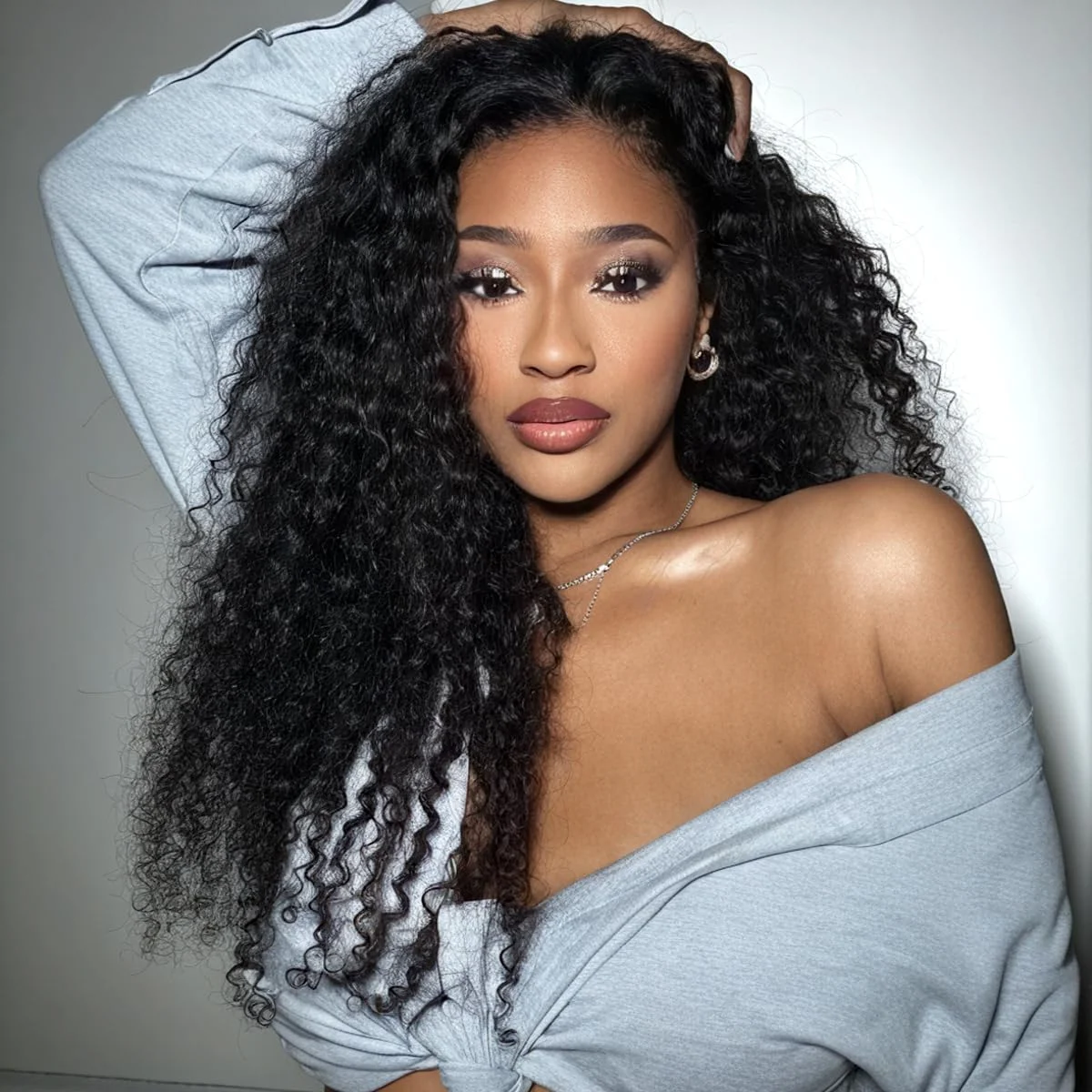

3 In 1 Half Wig Human Hair Kinky Curly Coily Half Wig Invisible Drawstring Glueless Curly Flip Over Wig