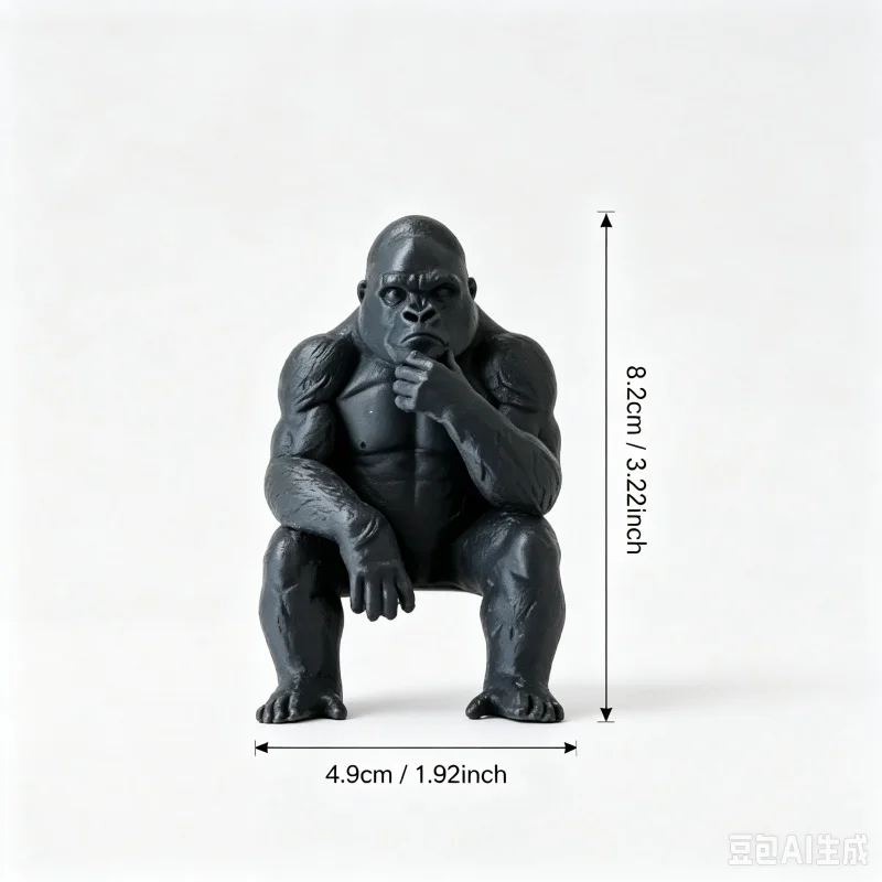 Plastic 3D Printed Gorilla Thinker Statue Cool Monkey Chimpanzee Sitting Figurine Shelf Edge Sitter Home Room Ornaments