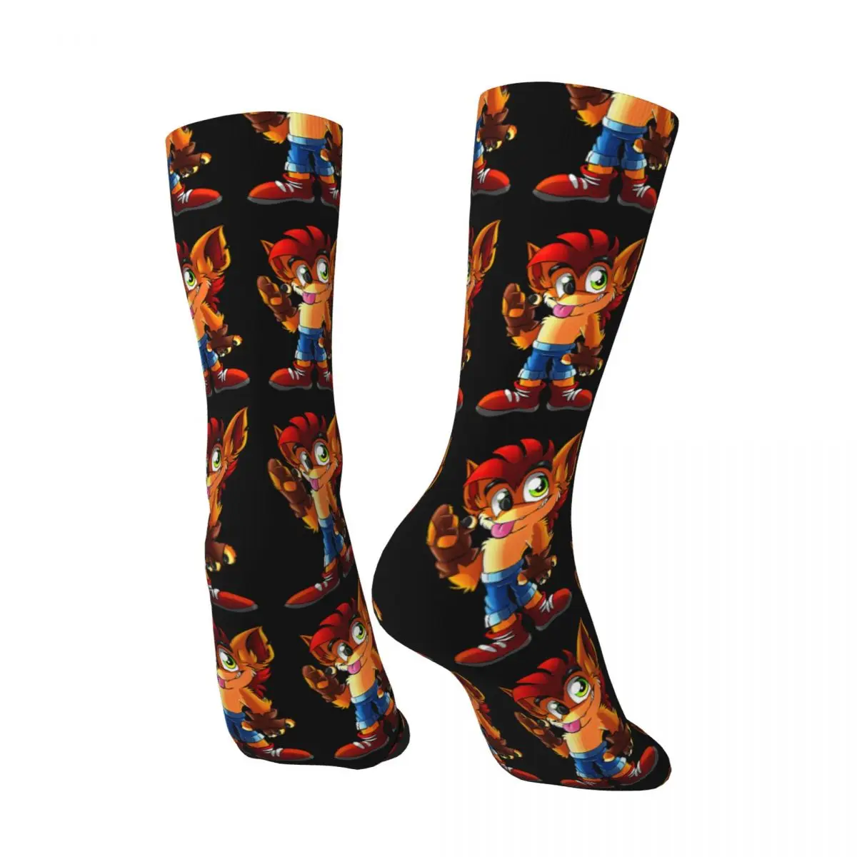 Elin-Chaussette de compression WOLF pour homme, Harajuku Crash Bandicoot Game, motif de qualité, chaussette Crew, nouveauté