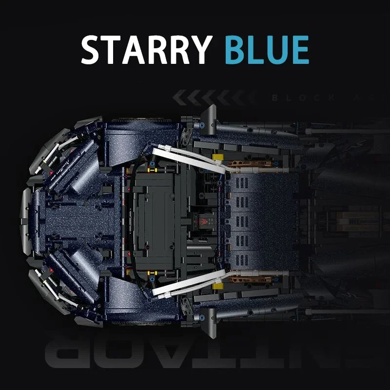 التقنية الأزرق سباق السيارات الرياضية بنة المدينة الميكانيكية سرعة نموذج السيارة ألعاب الطوب للأطفال هدية عيد ميلاد MOC #4