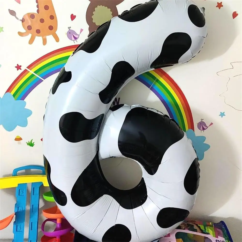 40Inch Large Foil Number 0-9 Balloons for Girls Boys Birthday Party Decor Baby Shower Cow Farm Animal Theme Party Decor Supplies