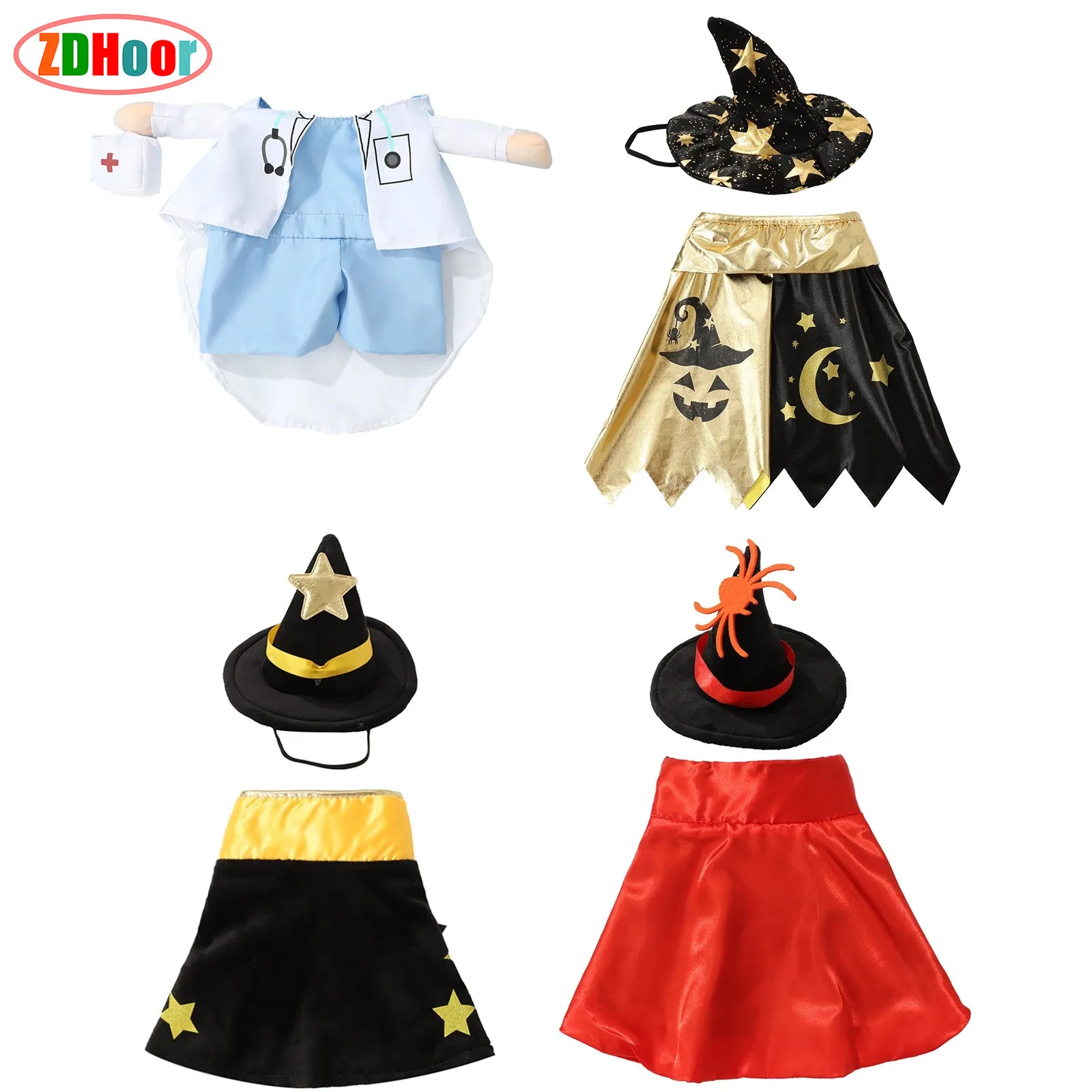 

Pets Doctor Witch Cosplay Costume Dog Cat Halloween Dress-up Clothing Party Photography Prop Hat And Cape Pet Accessories