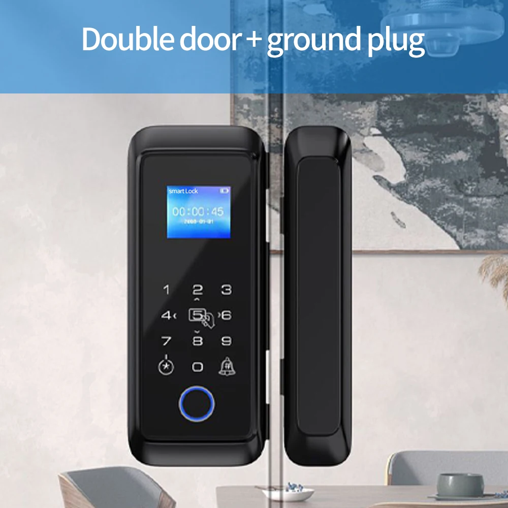 Tuya Bluetooth Fingerprint Smart Lock for Office Store Wooden Glass Sliding Door Fingerprint RFID 13.56Mhz Card Password Unlock