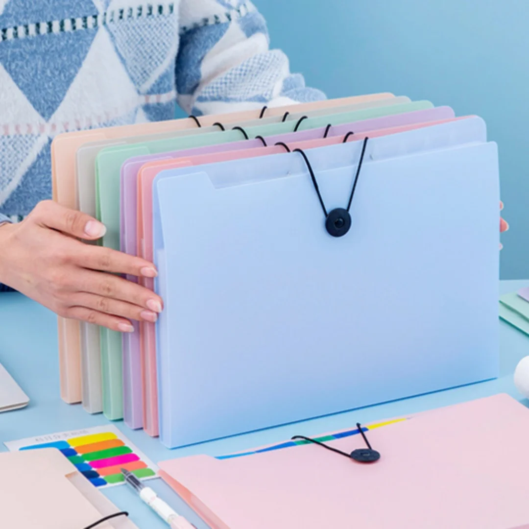 A4 Folder For Papers Document Organizer File Storage Bag A4 File Folders Waterproof Expanding Folder With Elastic Cord Closure