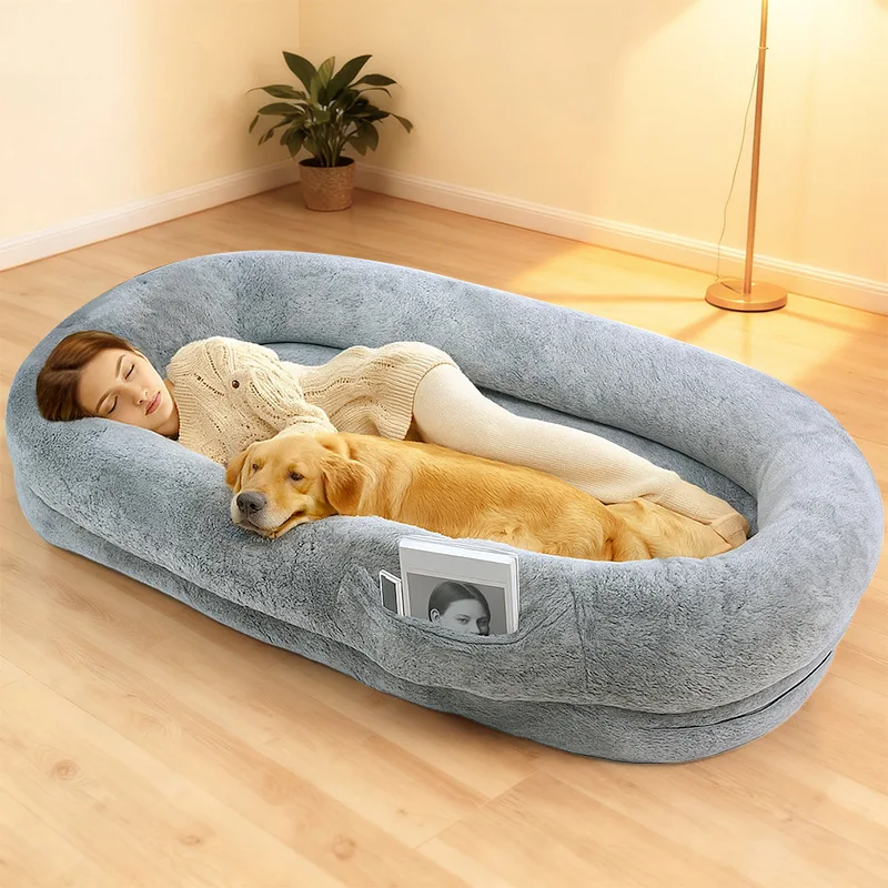 

Extra Large Fluffy Dog Bed for People Washable Pet Crate with Removable Cover