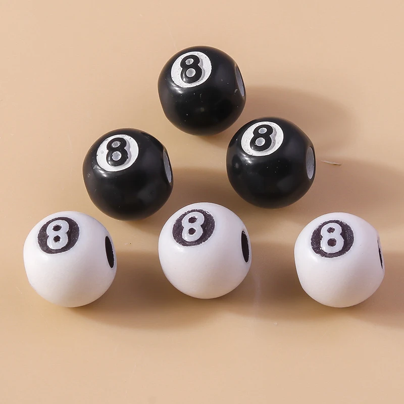 50 stücke Harz 3d schwarz Nr. 8 Billard Charms Perlen für Halskette Mini Ball Anhänger DIY Bar Tisch dekoration Sportspiel Schmuck herstellung – Detail 5