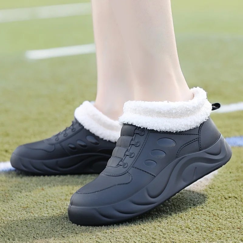 New Elevated Rain Shoes Women Lined Winter Waterproof Galoshes Woman Fashion Low Top Slip On Rainshoes Hidden Height Water Shoes