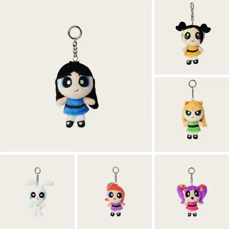 Cartoon-Anime-Schlüsselanhänger „The Powerpuff Girls“-Serie, Plüschtier, Kawaii-Charakter, niedliches Stofftier, Rucksack-Schlüsselanhänger, Geschenk für Mädchen – Detail 1