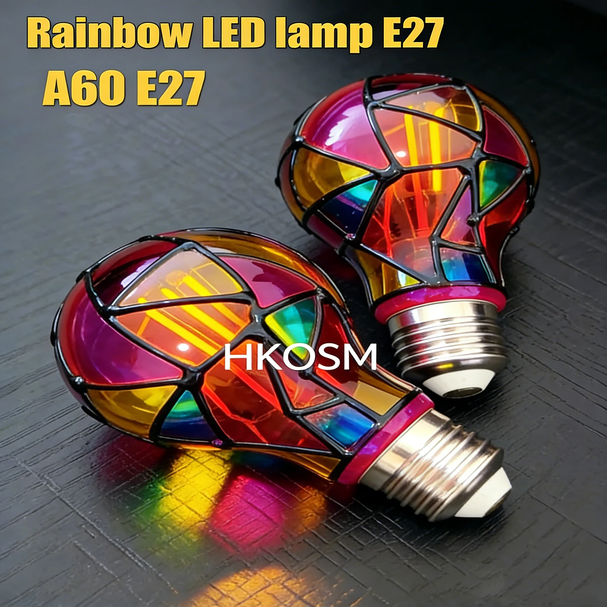 Lâmpada LED ST64 de Vidro Colorido 6W, Base E27, Lâmpada Noturna de Vidro Pintado, Luz Decorativa Romântica para Festa em Casa e Atmosfera Festiva