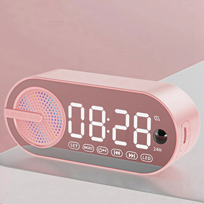 A84M-Digital Alarm Clock Bluetooth Speaker, Portable Speaker And FM Radio, Small Table Clock With Alarms For Heavy Sleepers