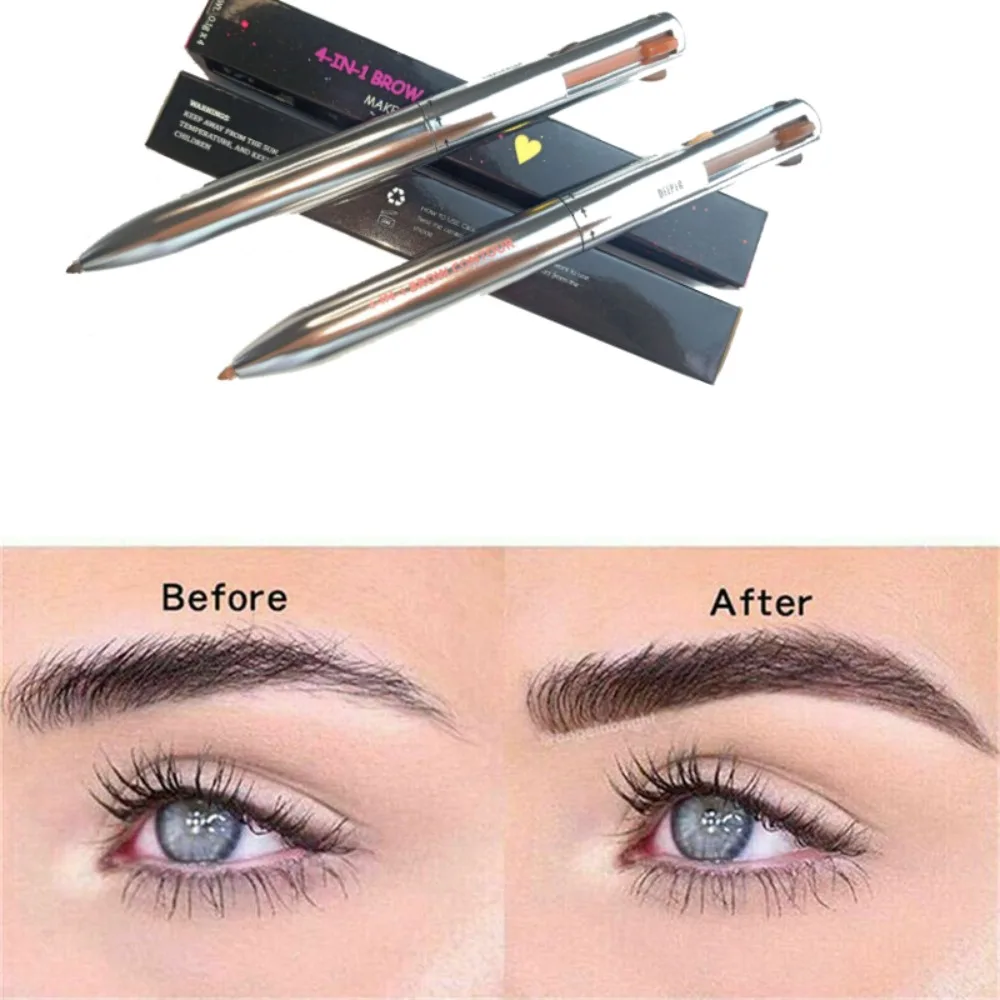 1pc Liner Pen schweiß fester wasserdichter Brauens tift 4 in 1 Eyeliner einfach zu tragender Augenbrauen verstärker Augenbrauen kontur stift