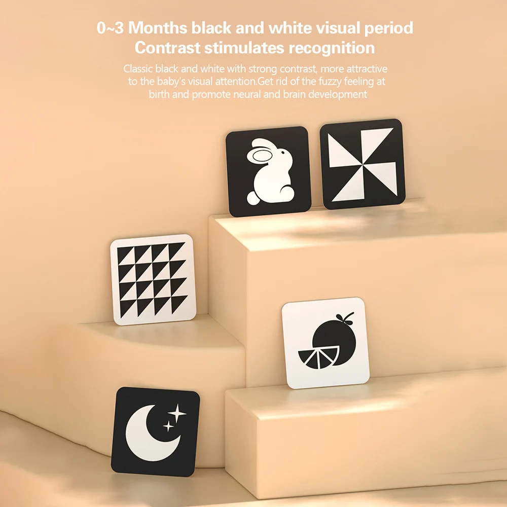 36 Patterns 0-6 Month Baby Flashcards, Newborn Visual Stimulation Cards for Brain Development and Neural Connections