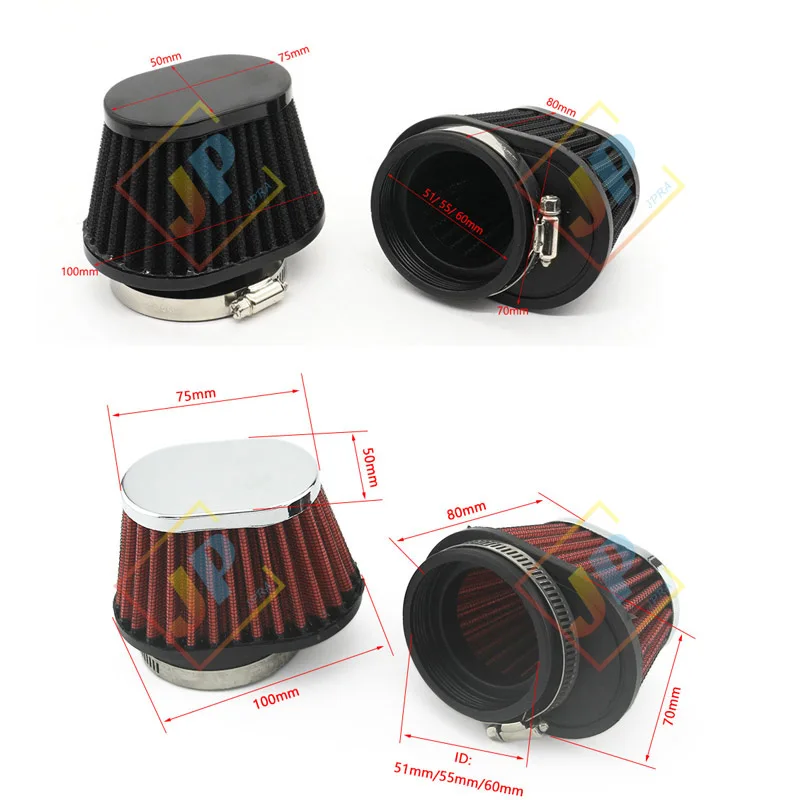 51MM 55MM 60MM Air Intake Filter High Flow Racing Performance Air Filter Kit Short Universal