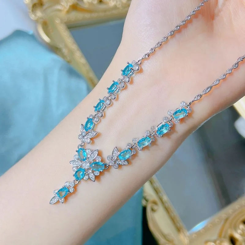 

Xiaohongshu рекомендует светлый роскошный супер бессмертный бабочка в тяжелой промышленности с бриллиантами, синее ожерелье Topa, роскошная имитация S