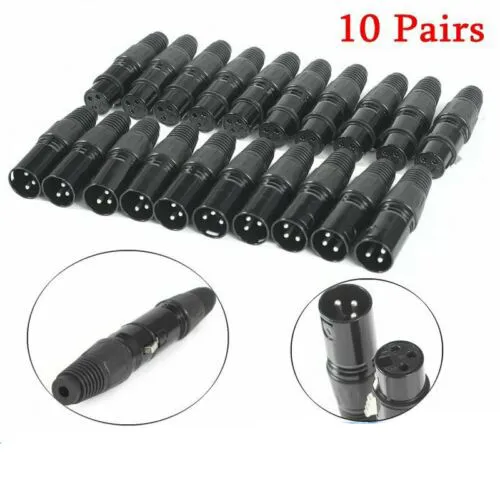 

10 Pair Male And Female 3 Pin XLR Microphone Audio AV Cable Plug Mic Connectors Cable Terminals Sound Plug Cable Connector