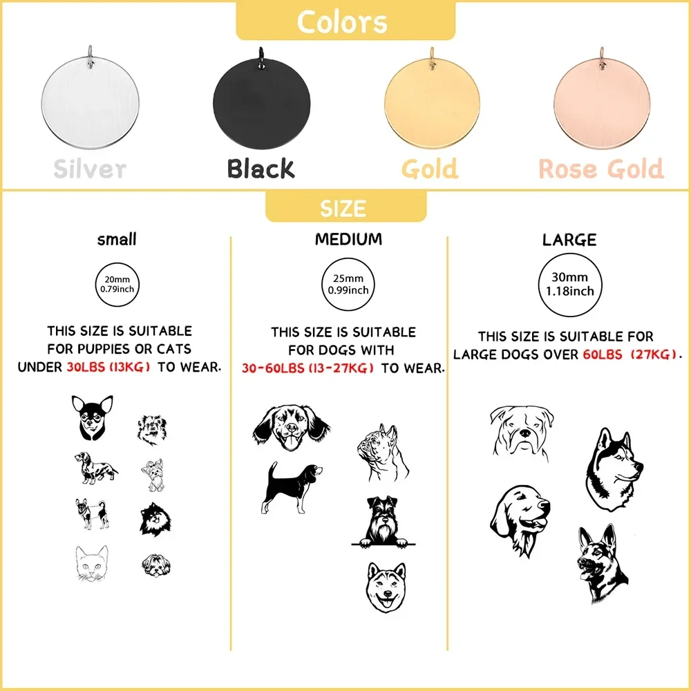 Personalizado Pet ID Tags para Coleira Do Cão, Colar Medalha Personalizado, Nome e Número, Gatinho e Cães, Anti-lost Pingente, Gravura DIY Acessórios