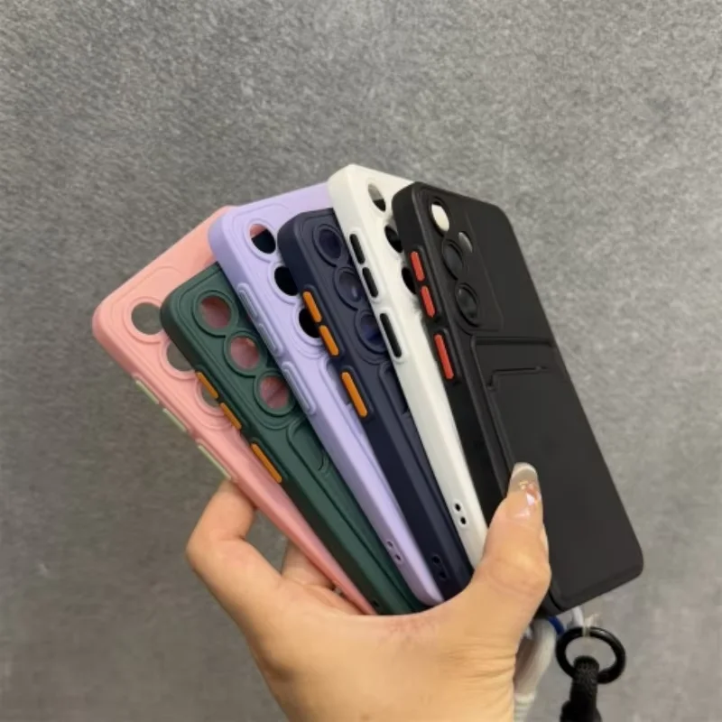 Funda para Samsung Galaxy S26 Ultra S22 S23 S24 S25 Plus FE A16 A17 A18 A26 A35 A36 A37 A55 A56 A57 con bolsillo para tarjetas y cordón 3