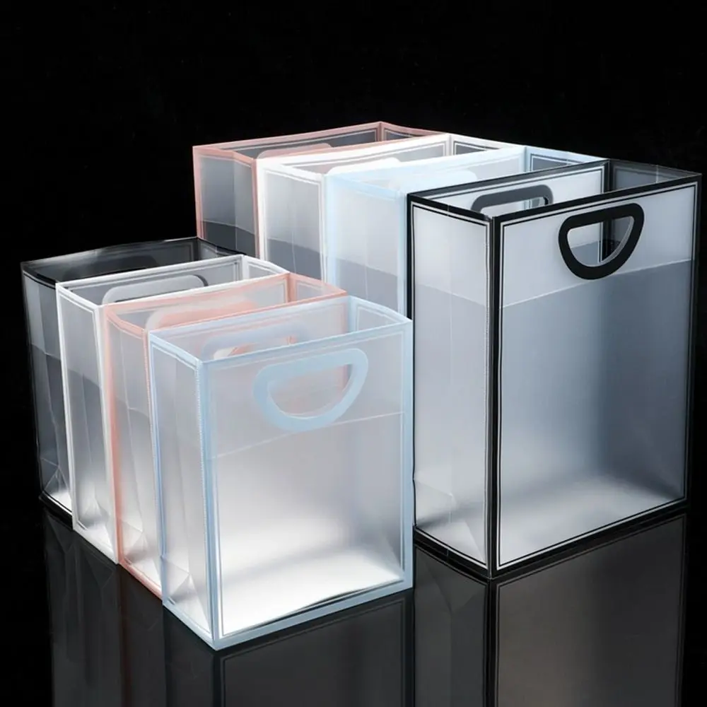 Portable Clear PVC Gift Bags Waterproof Frosted Plastic Packaging Bags Simple Style Tote Bag Wedding Party