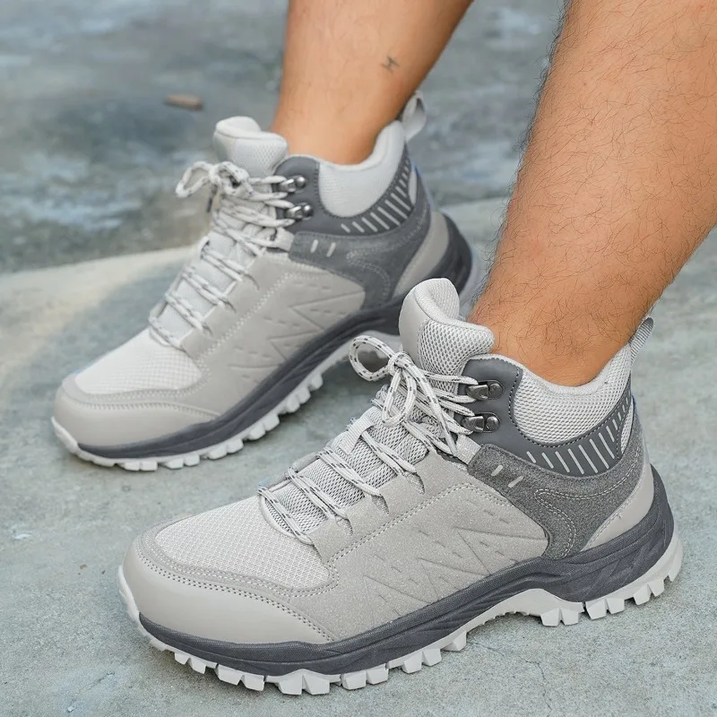 Scarpe da trekking all'aperto da uomo stringate antiscivolo con suola spessa scarpe alte da donna piatte scarpe sportive casual traspiranti da uomo