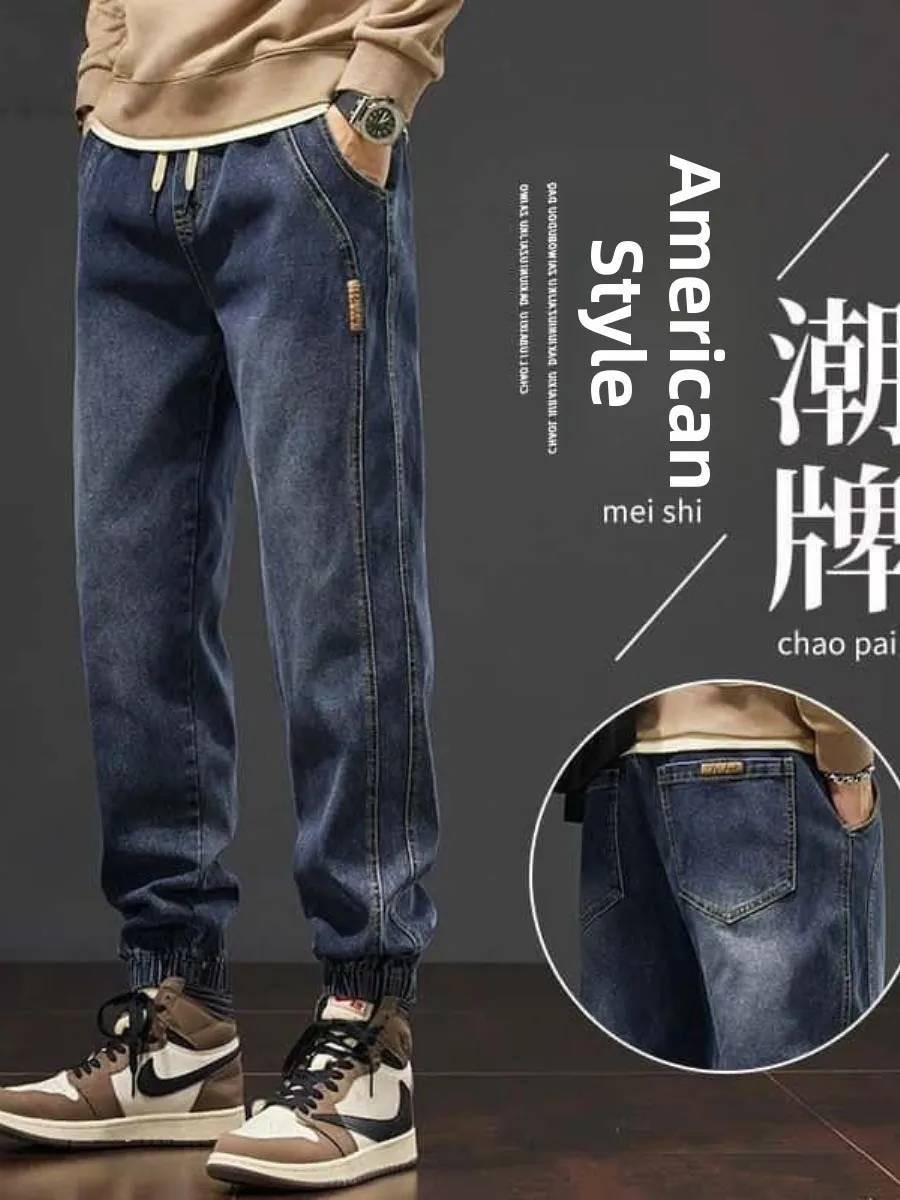 

Spring Autumn 2026 Men's Casual Loose Fit Workwear Denim Pants Trendy Retro Versatile Comfortable Straight Leg Trousers