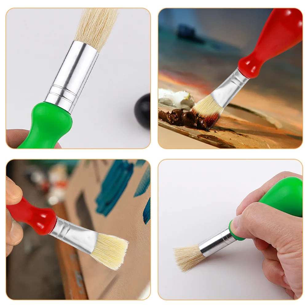 4Pcs Children's Watercolor Paint Brushes Easy Grip Bright Handles for Toddler Preschool Art Supplies Miniature Painting Washable