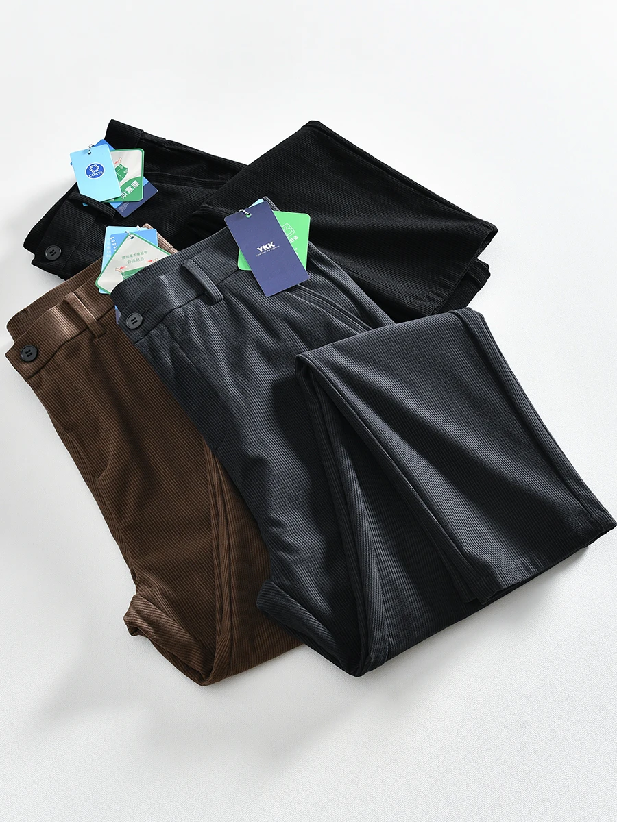 

Elegant Men's Straight Leg Corduroy Pants High Quality Casual Trousers for Autumn Fashionable Versatile Lightweight Business