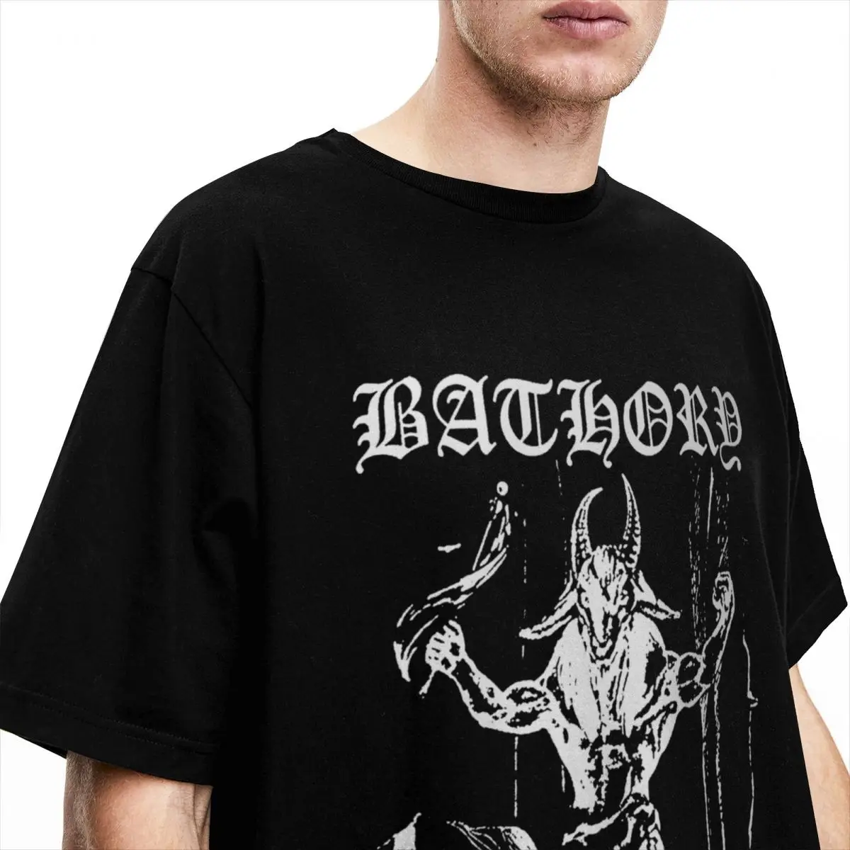 Bathory Black Metal Band Shirt Merch Men Women\'s Pure Cotton O Collar Under The Sign of the Black Mark Tees Short Sleeve Clothes