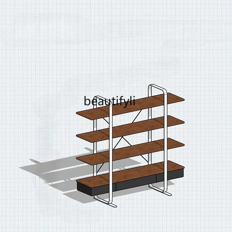 

xz1Modern Minimalist Nordic Retro Style Bauhaus Stainless Steel Cherrywood Wall Bookshelf and Storage Shelf Storage Furniture
