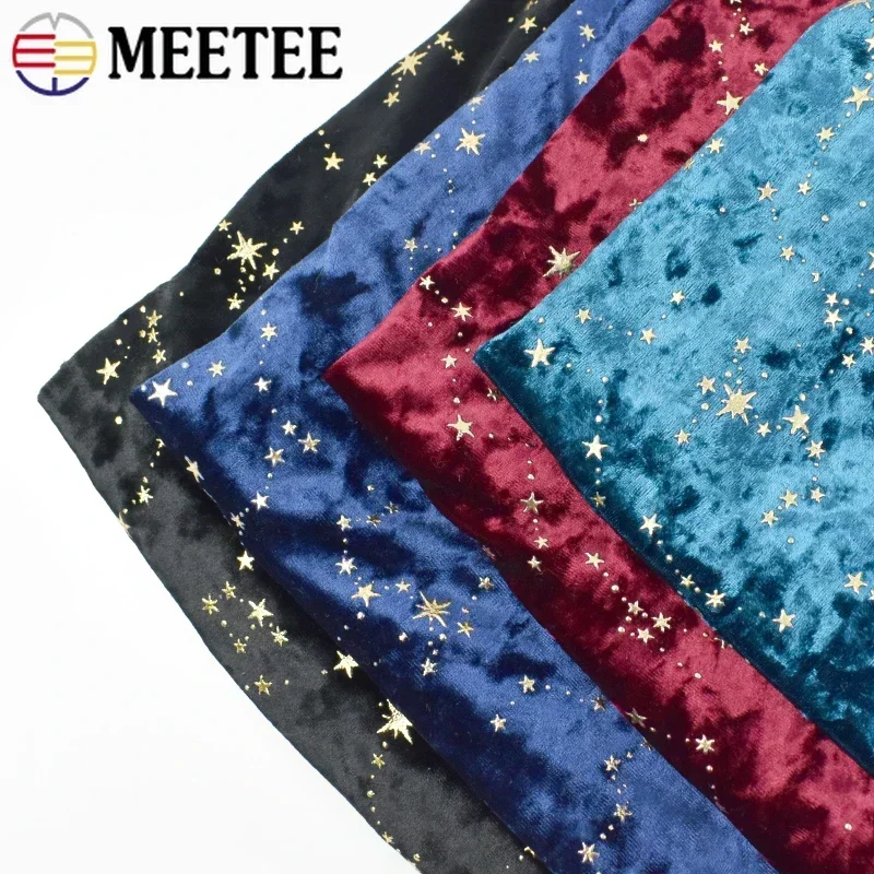 

Meetee 45/90X145cm Polyester Spandex Velour Fabric Bronzing Tricot Fabrics DIY Dress Elastic Velvet Cloth Sewing Accessories