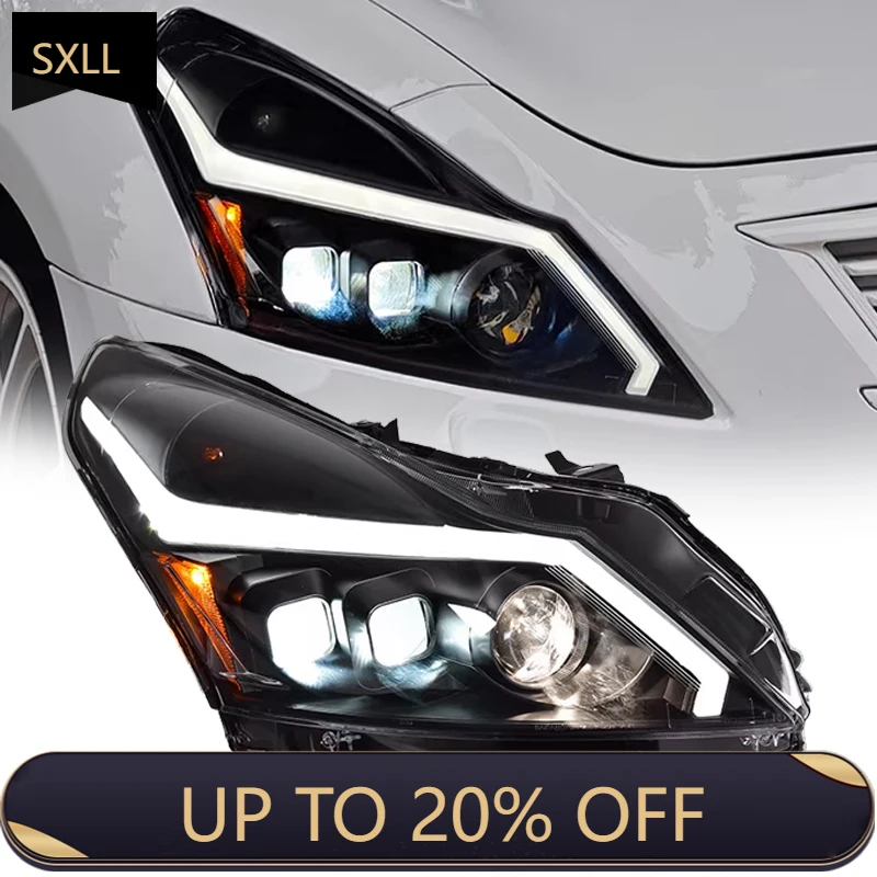 SXLL G25 G37 改良型 GTR 10-15 四ドア ヘッドライト 2個 LED DRL ステアリングシグナル ハイビーム エンジェルアイ プロジェクター