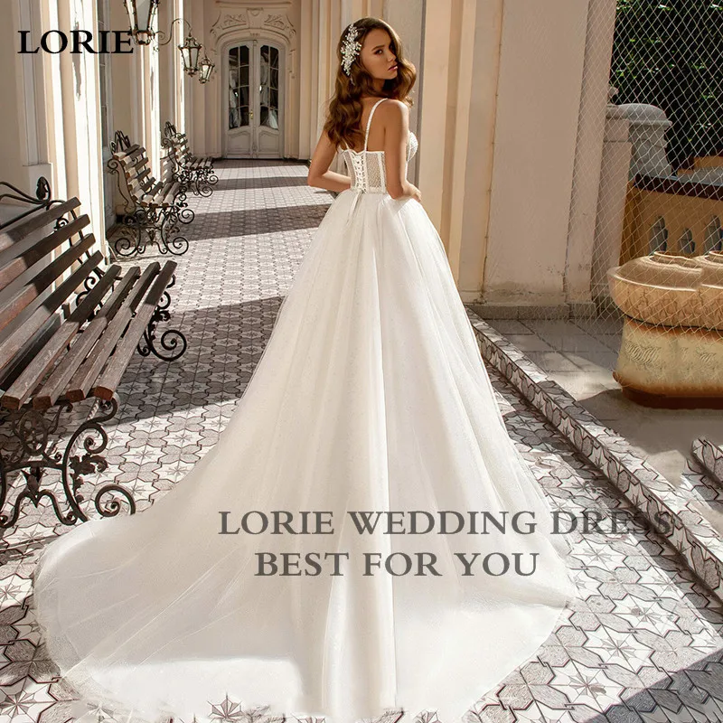 LORIE-vestidos de novia bohemios con tirantes finos, vestido de novia de tul abullonado, corsé de escote Corazón, vestidos de fiesta de boda, 2023