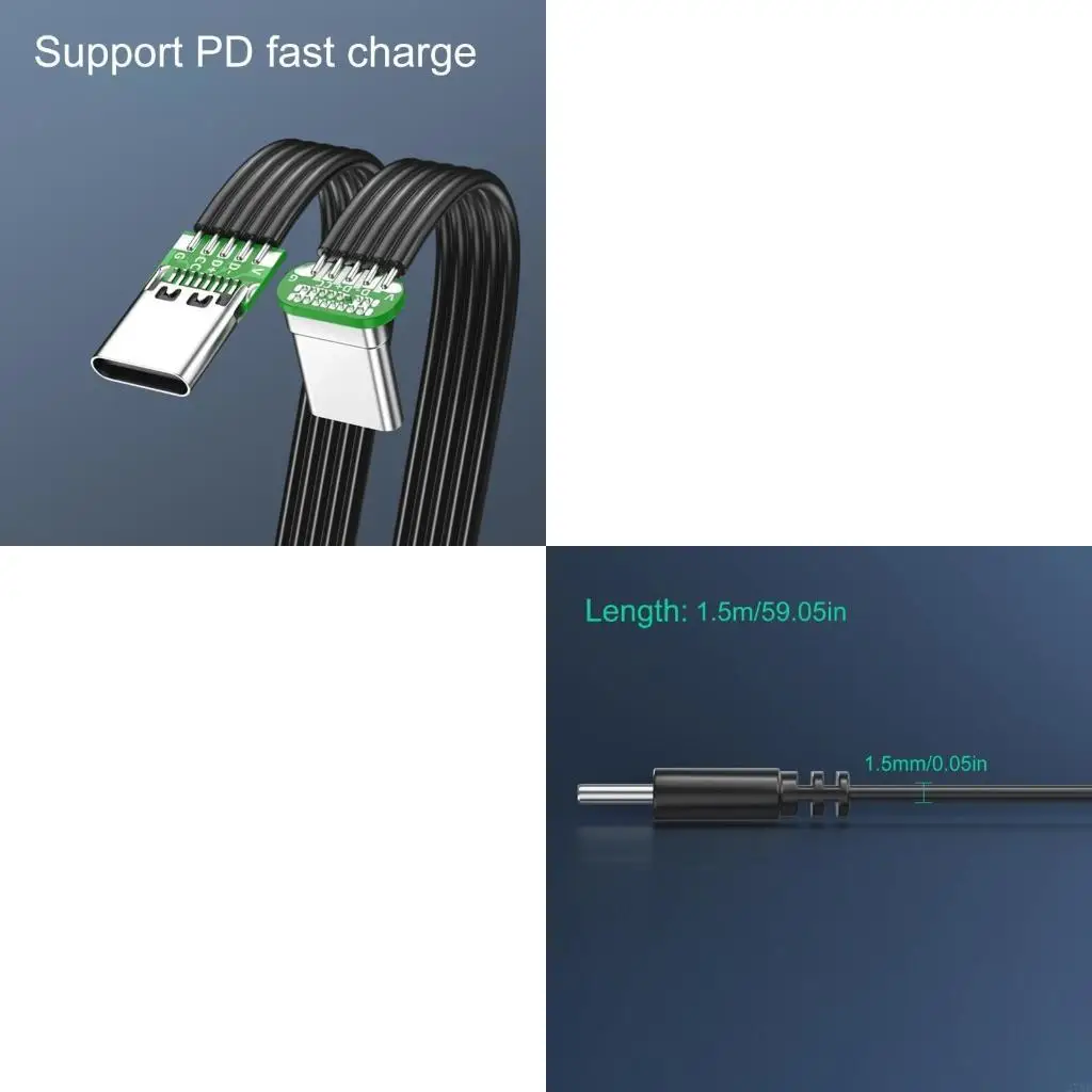 TypeC Power Cable Two End USB C Data Transfer Wire 45W Charging Cord for Phone