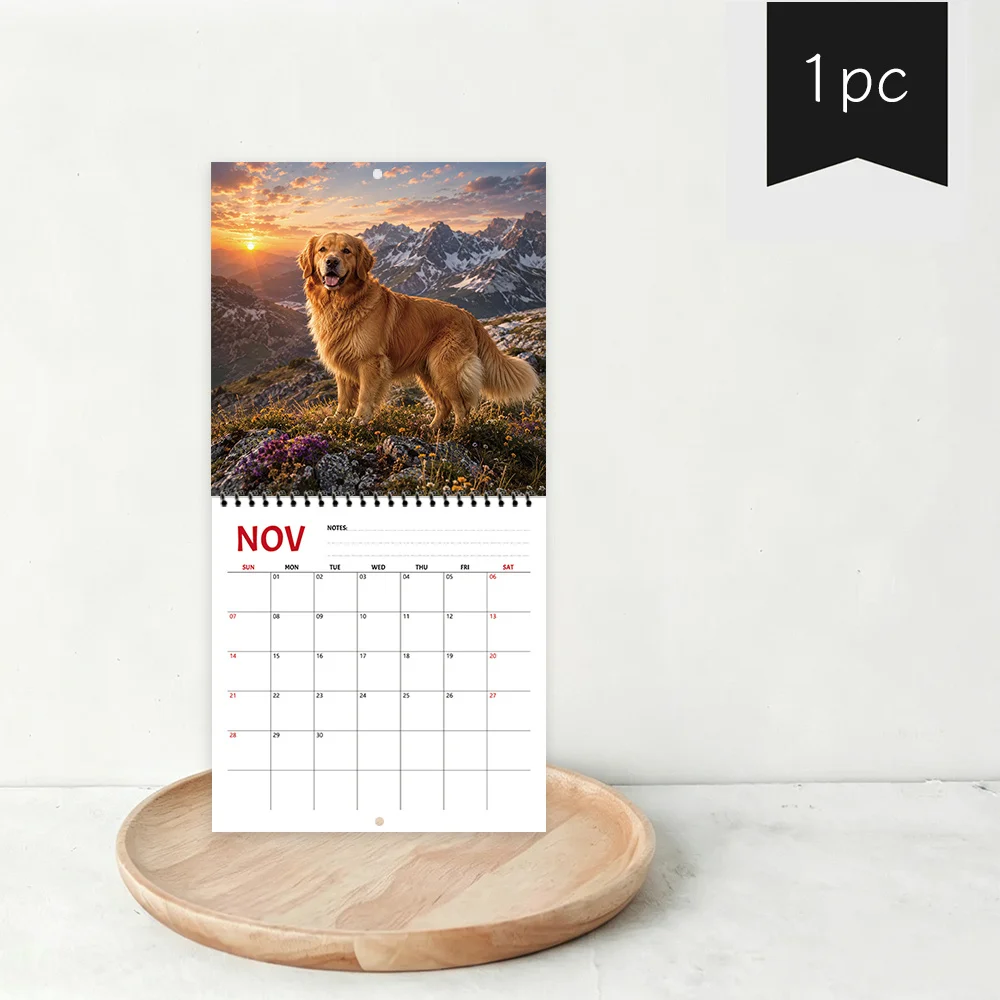 1pc 2027 Wall Calendar, Wild Wolf Dog Theme,12-Month Monthly Planner,Perfect Gift For Back-to-School Season, Christmas, New Year