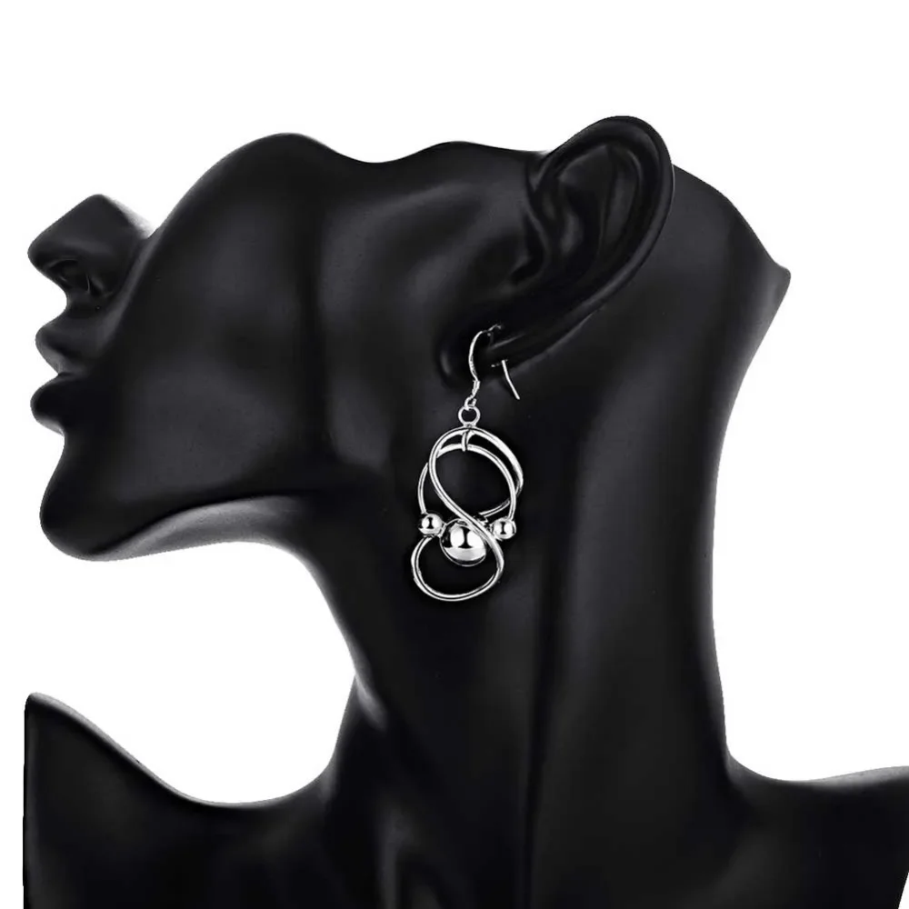 Hot New 925 Sterling Silver Earrings Korean Vintage Twisted Ball Long Dangle  for Women Fashion Gifts Wedding Jewelry