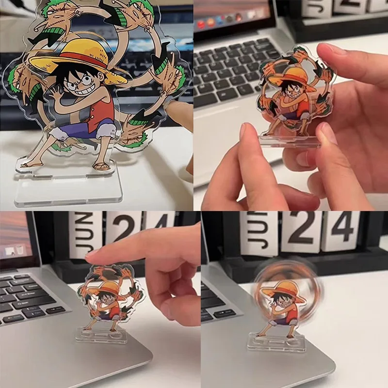 One Piece Luffy Zoro Whirlwind Rotating Stand up Anime Character Acrylic Desktop Decoration Cartoon Character Surrounding Toys