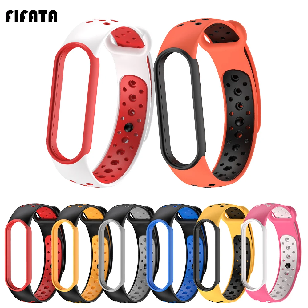 FIFATA-Correa deportiva de silicona de doble Color para Xiaomi Mi Band 5, pulsera de repuesto para reloj inteligente, Mi Band 5