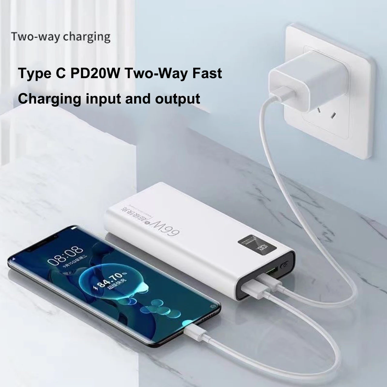 Power Bank 50000mAh with 66W PD Fast Charging Powerbank Portable Charger External Battery Pack for iPhone Huawei Xiaomi Samsung