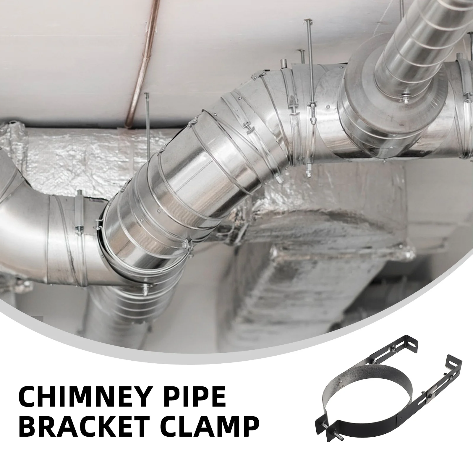 

Adjustable Pipe Bracket Heavy Duty Stainless Steel Chimney Support Wall Mount Hanger 6 Inch Ventilation Drainage Tube Durable