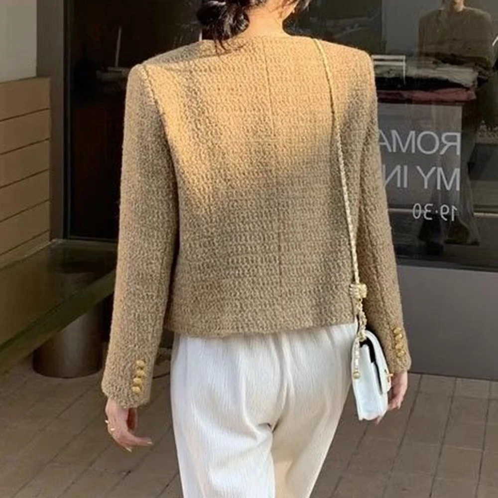 French  style women 2025 new Internet celebrity high sense fashion versatile sweetheart style commuter wool short coat tide