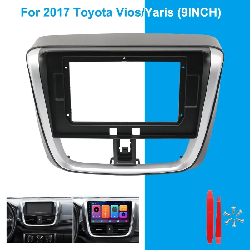 For 2017 Toyota Vios/Yaris 9 Inch Car Radio Fascia Panel Frame Dashboard Installation Kit Trim Bezel