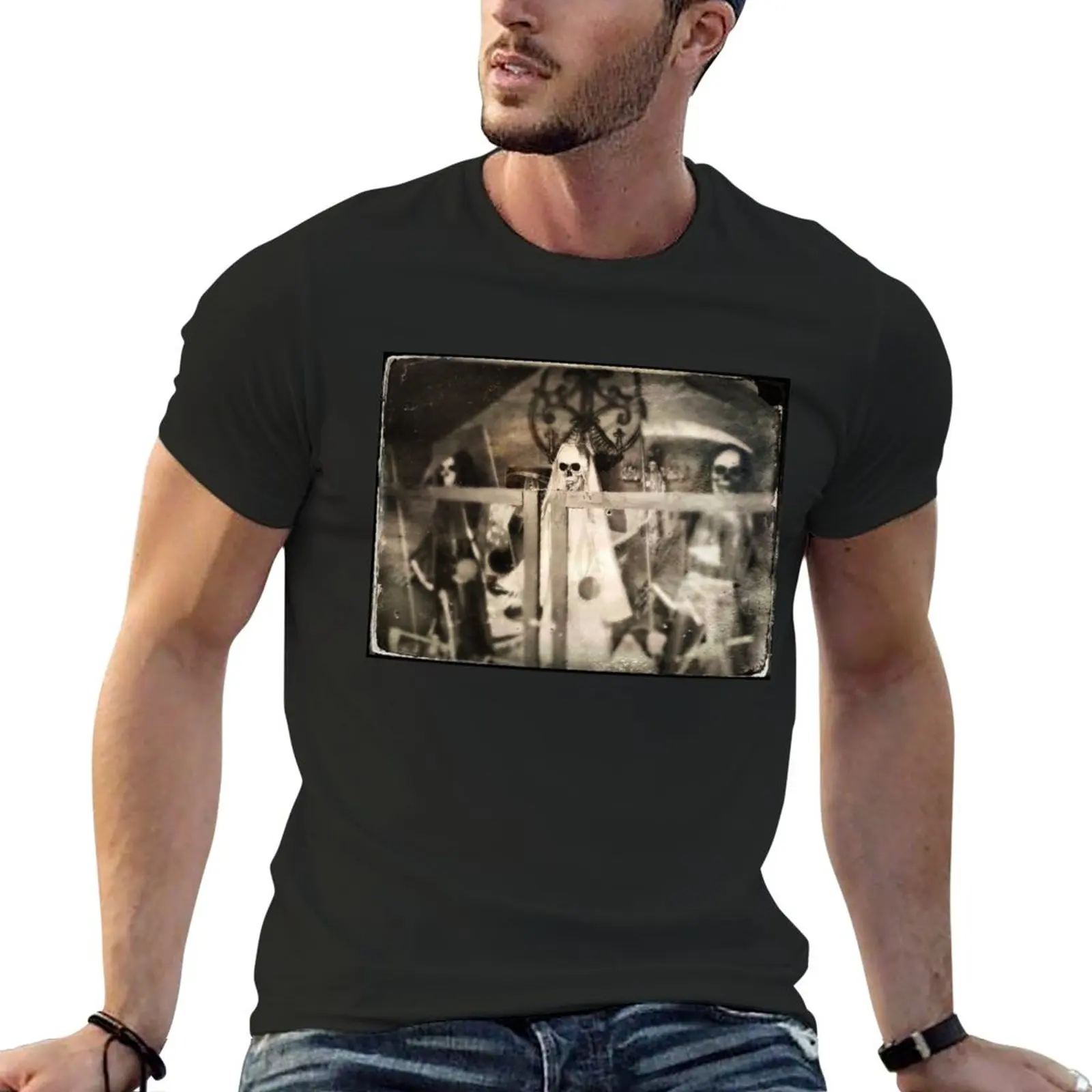 Santisima Muerte Shrine (Sepia Version) T-Shirt for a boy summer tops men clothes