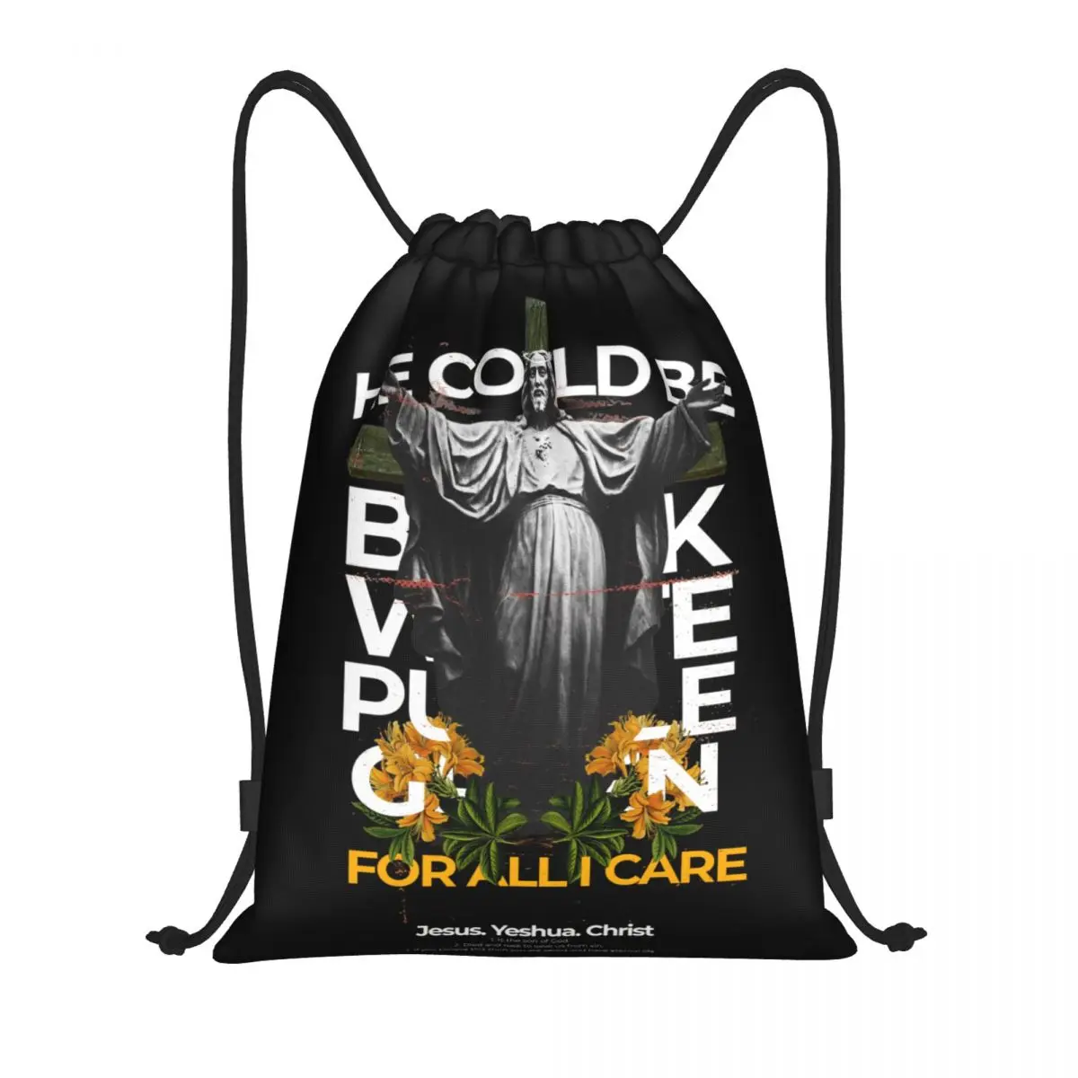 Fashion Jesus God Bag Stylish Christian Backpack Drawstring Sports Gym Bags Y2K Harajuku String Sackpack for Yoga Fitness Travel