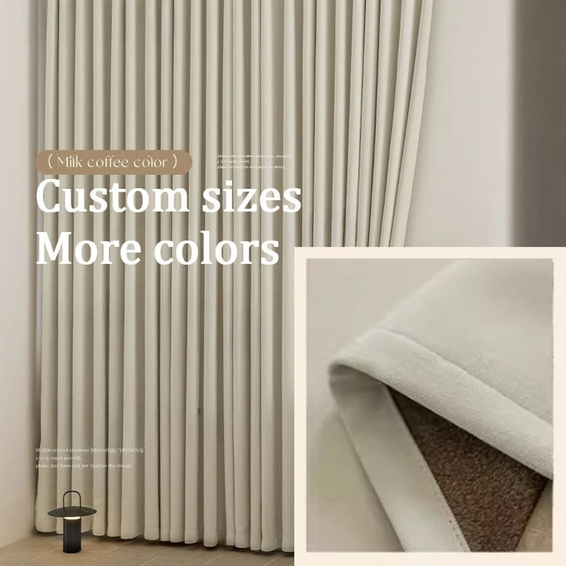 

Custom Size Thickened soft blackout chenille Velvet Curtains for Living dining room bedroom luxury Window Decor White Tulle