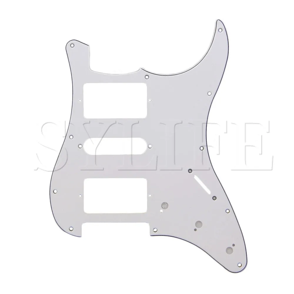 White Guitar 3PLY HSH 2 Humbucker Pickguard H-S-H