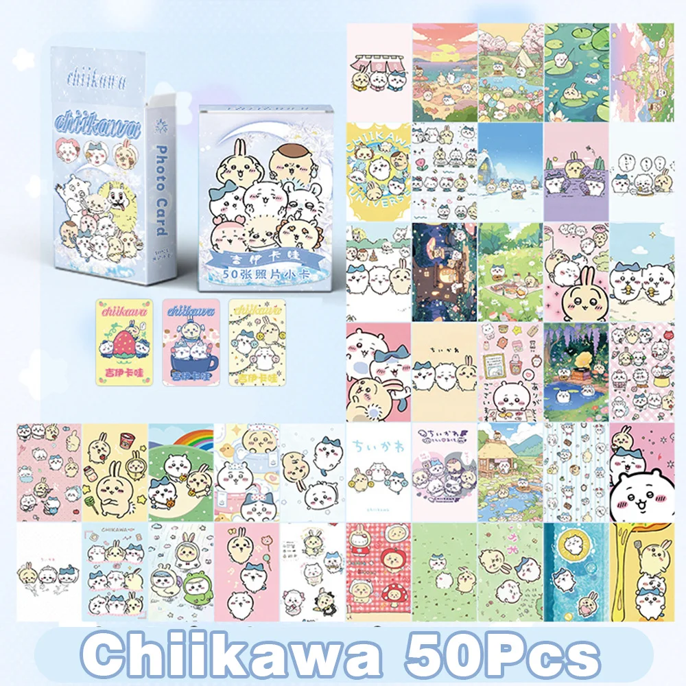 50Pcs Chikawa Card Postcard Collection Card Anime Hachiware Usagi Fans Collection Photo Cards Lomo Deck Card Perfect Gifts Toys
